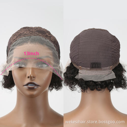 Pixie Cut Wig Human Hair Preplucked Short Curly Bob Wigs For Women Bouncy Water Wave Curly 100% Human Hair Wig